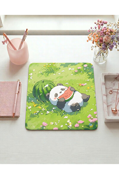 matizya Karpuz Yiyen Sevimli Panda Mousepad | Yaz Temalı Kawaii Tasarım