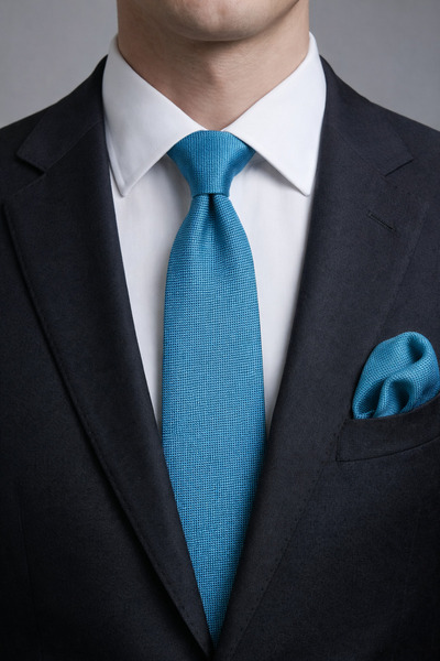 kravatçı Turquoise Handkerchief and Dobby Woven Tie Set