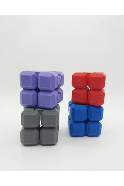 joybaskı 4 Adet Stres Küpü Ekonomik Set - Hareketli Fidget Küp Sonsuz Döngü O...