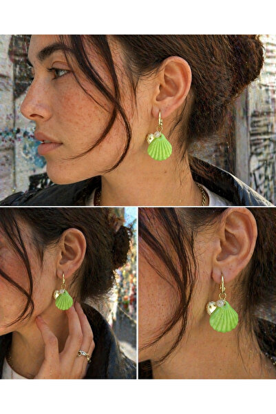 Arthesia Jewelry Seashell Detailed Charm Earrings – Stylish Design with Heart...