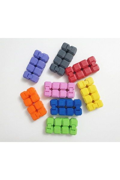 joybaskı 8 Adet Stres Küpü Ekonomik Set - Hareketli Fidget Küp Sonsuz Döngü O...