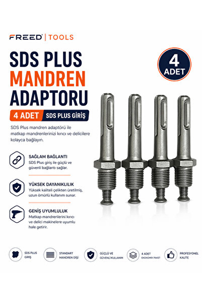 FREED TOOLS 4 Adet SDS Plus Mandren Adaptörü Matkap Mandren Çevirici Aparat Seti