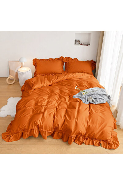 METİNEV Battal Size 120 Thread Count Cotton Satin Duvet Cover Set