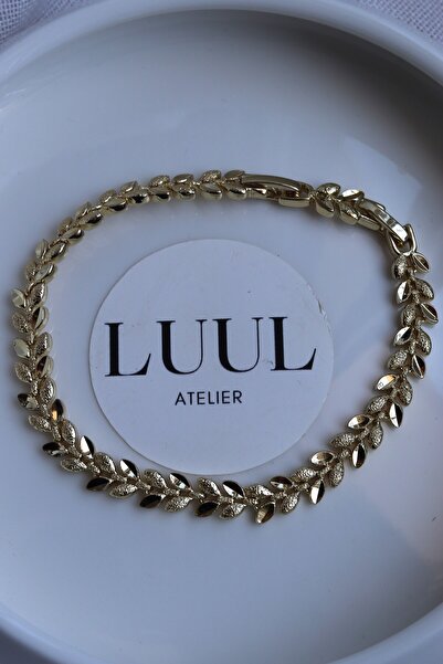 XUPING Yaldızlı+Düz Yaprak Model 14K Gold Çelik Bileklik