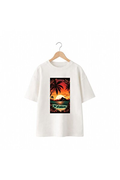 playwear Μπλουζάκι με στάμπα Landscape Sunset, 100% βαμβακερό, oversized, χαλ...