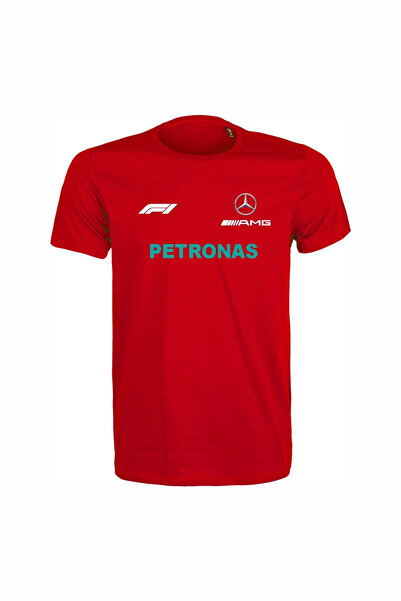 ETİFA Tricou unisex roșu, 100% bumbac, croială normală – Imprimat Mercedes AM...