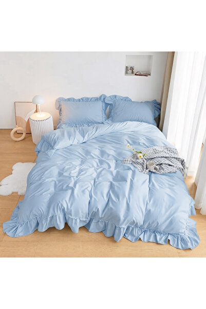 METİNEV Battal Size 120 Thread Count Cotton Satin Duvet Cover Set