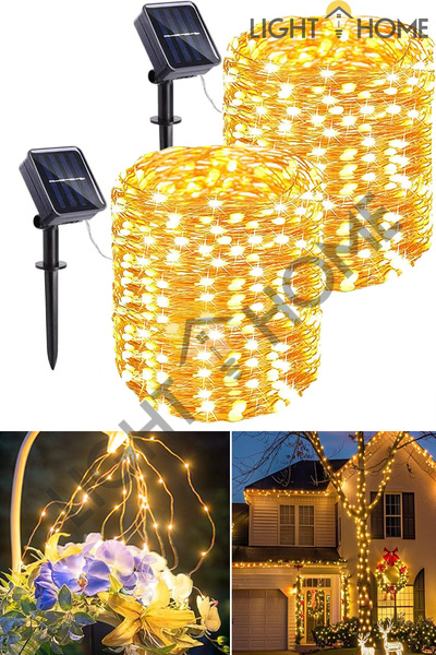 Light Home 2’li Paket Dekoratif 12 Metre 100 LED Güneş Enerjili Solar Aydınla...