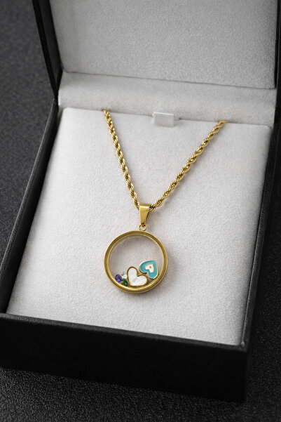 nss sky rock 50 cm Steel Bell Pendant Heart Detailed Gold Color Rope Chain Wo...