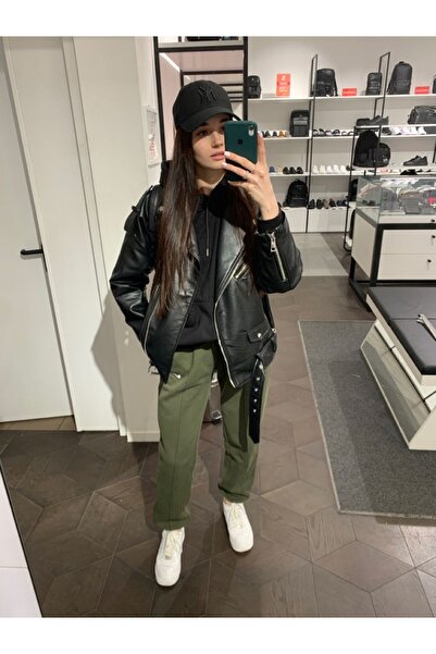 Ekim Store Μαύρο Boyfriend Μακρύ Δερμάτινο Μπουφάν