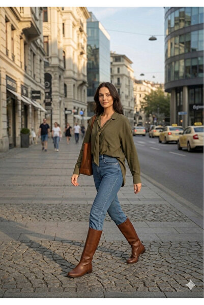 MODELİSA YAKASI KUŞAKLI ÇİFT CEPLİ MODAL GÖMLEK