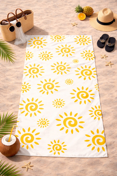 HiraEv Desenli Plaj Havlusu | Hafif, Kum Tutmaz, Hızlı Kuruyan