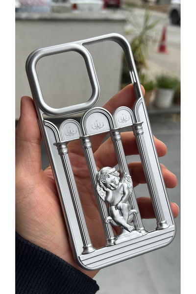 EDELFU iPhone 13 ve 14 uyumlu - Melekli Sütunlu Kapak Yumuşak Arkası Açık Sil...