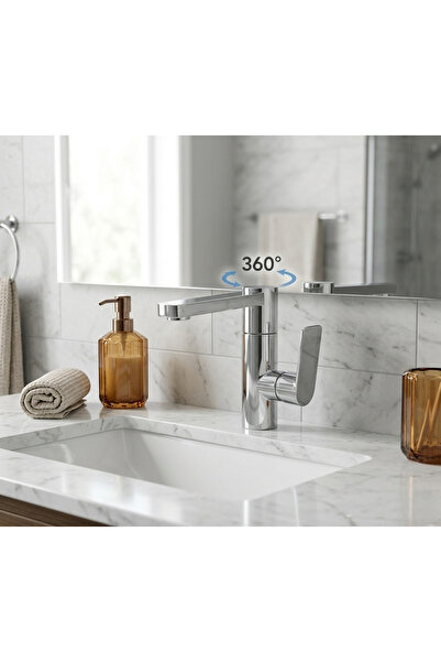 RALKEN Banyo Lavabo Bataryası Başlıktan Tam Tur 360 Derece Dönenebilen Musluk...