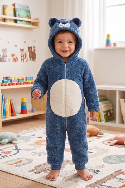 MAHFEL Welsoft Panda Embroidered Winter Plush Sleeping Bag Navy Blue