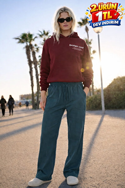 DAMGA JEANS Γυναικείο ψηλόμεσο ελαστικό λινό παντελόνι K.Χακί