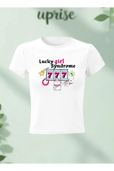 Vordevia Μπλουζάκι με στάμπα Lucky Girl Syndrome από βαμβάκι και λύκρα