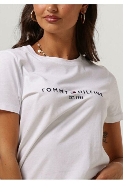 Tommy Hilfiger Plus .""TommyHılfıger Yazı Logo Nakış Kadın T-shirt