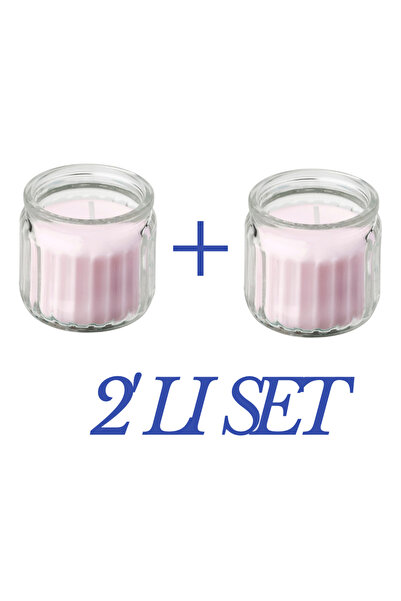 IKEA 2'li SET LUGNARE bardakta kokulu mum, pembe, 12 saat, yasemin