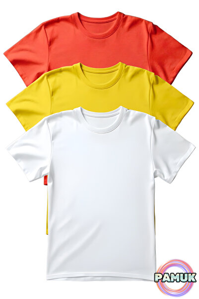 United Fabrics Short Sleeve Kids T-Shirt - Set of 3 - Basic Cotton Crew Neck ...