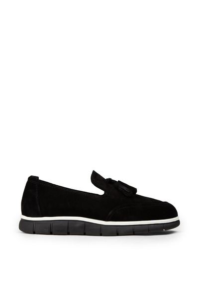 Deery Men's Genuine Suede Black Tassel Loafer
