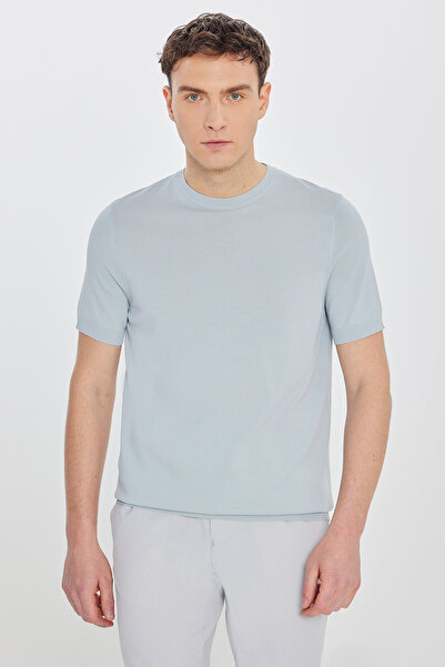 ALTINYILDIZ CLASSICS Ανδρικό πλεκτό μπλουζάκι Mint Standard Fit με κανονική ε...