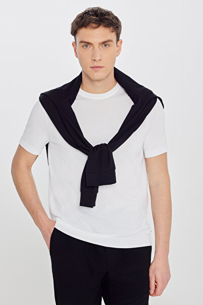 ALTINYILDIZ CLASSICS Ανδρικό πλεκτό μπλουζάκι με κανονική εφαρμογή εκρού με λ...