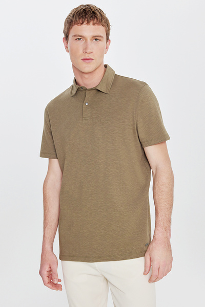 ALTINYILDIZ CLASSICS Erkek Haki %100 Pamuk Comfort Fit Rahat Kesim Polo Yaka ...