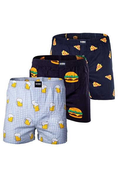 Happy Shorts Herren Webboxershorts, 3er-Pack - Amerikanischer Stil, Baumwolle...