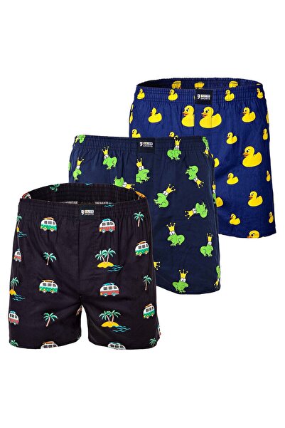 Happy Shorts Herren Webboxershorts, 3er-Pack - Amerikanischer Stil, Baumwolle...