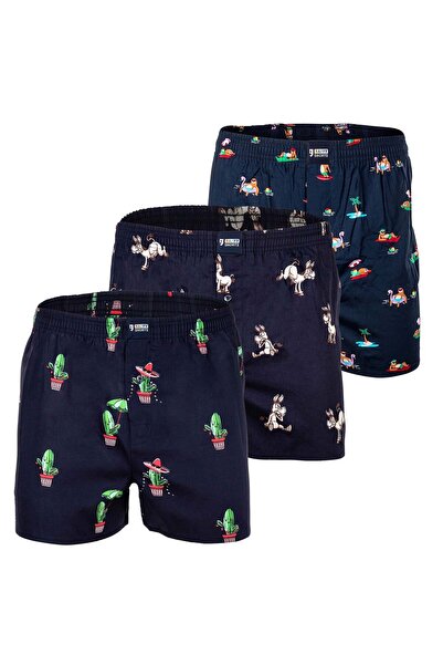 Happy Shorts Herren Webboxershorts, 3er-Pack - Amerikanischer Stil, Baumwolle...