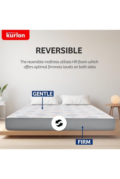 Kurlon Kurl-On Dual Mattress | Reversible Soft & Firm| High Resilience Foam | Super King Size 200Lx200Wx20H cm | 10 Yrs