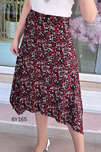 İnce Topuk Ασύμμετρη Φούστα με Κοψίματα 6y165