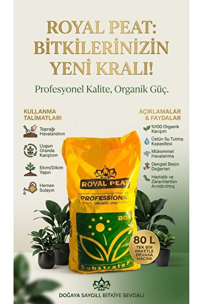R&P ROYAL PEAT 80 Litre Premium Özel Perlitli Bitki Toprağı İç Ve Dış Mekan S...