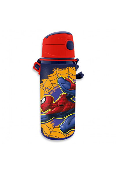 SPIDERMAN Αλουμινένιο μπουκάλι νερού με καλαμάκι και λαβή, Σπάιντερ-Μαν 600 m...