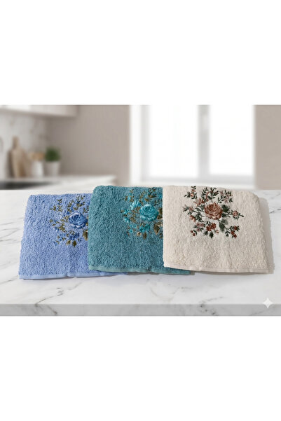 3’lü 30X50 cm Nakışlı Mutfak Havlusu Seti | %100 Pamuksu Dokulu Süper Emici El & Yüz Havlusu | Dekoratif Nakış Desenli, Yumuşak, Dayanıklı, Çok Amaçlı Kullanım (3 Farklı Renk & 4 Desen)