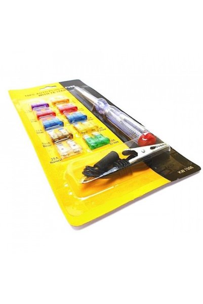 Andyluc Set Tester Tensiune Auto + Sigurante, 10 Piese, Creion Test, 3A–30A