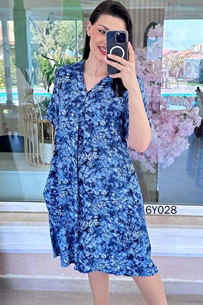 İnce Topuk Φόρεμα με γιακά πόλο από βισκόζη 6y028