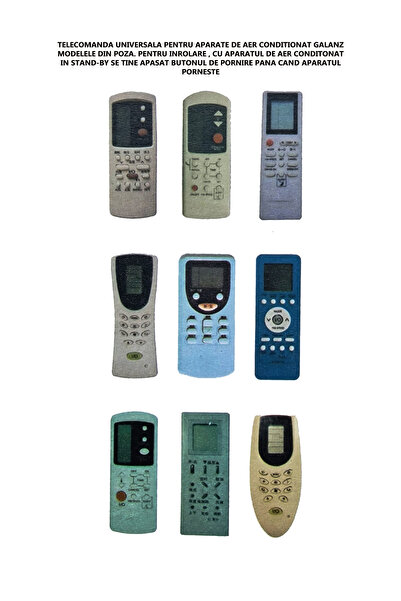 Galanz Telecomanda KS-GL01V ,universala pentru aer conditionat GALANZ, modelele din poza