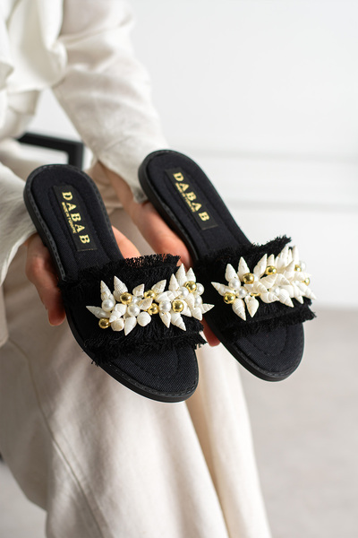 dabab shoes SHELLA Γυναικείες παντόφλες με ανοιχτή μύτη, με λεπτομέρειες από ...