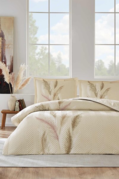 Özdilek Σετ Παπλωματοθήκης Διπλής Κρεβατοκάμαρας με Καπιτονέ Σχέδιο Miscanthus