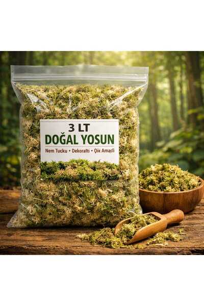 macc 3 Litre Doğal Yosun Torfu, Orkide Lif Parça Kurutulmuş Yosun, Saksı, Ter...