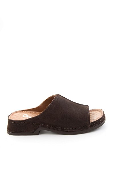 Bambi Καφέ Γυναικείες Παντόφλες από Γνήσιο Δέρμα K04695180102