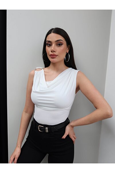 ESRAHELVACI Μπλούζα με γιακά Με αγκράφα Degaje με μηδενικά μανίκια