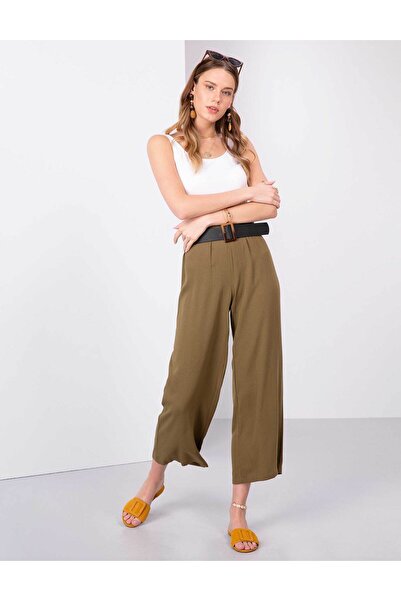 Pierre Cardin Χακί υφασμάτινο παντελόνι σε γραμμή flare 50206153-VR027