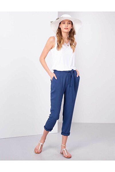 Pierre Cardin Ναυτικό μπλε υφασμάτινο παντελόνι σε γραμμή carrot 50202845-VR033