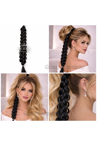 QUEEN AKSESUAR Αξεσουάρ μαλλιών με μαύρη λαστιχένια πόρπη από καουτσούκ, με μ...