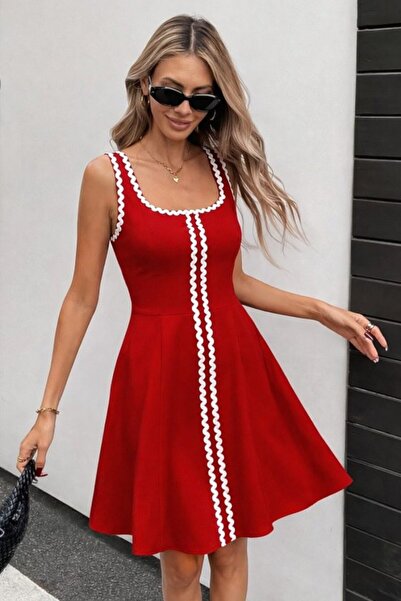 DRESSIFY WOMEN’S FASHION Γυναικείο κοντό φόρεμα με στρογγυλή λαιμόκοψη και ρίγες