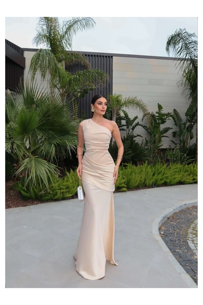 ESRAHELVACI Συλλογή EH Βραδινό φόρεμα με έναν ώμο και σχέδιο ψαριού