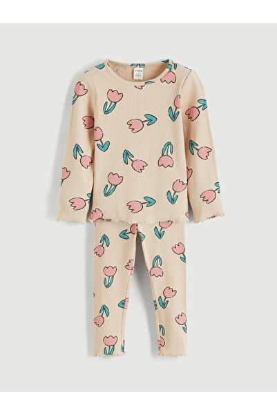 LC Waikiki Tricou și colanți pentru fete cu imprimeu lalele